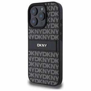 DKNY Texture Pattern Tonal Stripe iPhone 16 Pro:lle Suojakuori - Musta