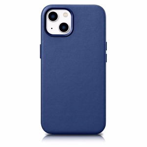 iCarer Case Nahkakotelo iPhone 14 Plus -puhelimelle aito nahkakotelo sininen (yhteensopiva MagSafe)