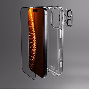 SBS set with D3O technology for iPhone 16 Pro - case + glass screen and camera protector - transparent