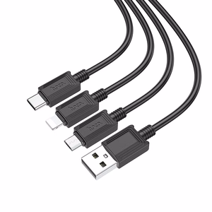 Hoco 3-in-1 -kaapeli USB-A – Lightning / Micro USB / USB-C 2A X74 1m musta