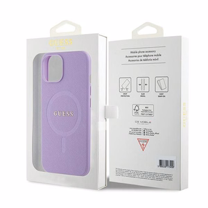 Guess Saffiano MagSafe suojakuori iPhone 15 Plus:lle - violetti