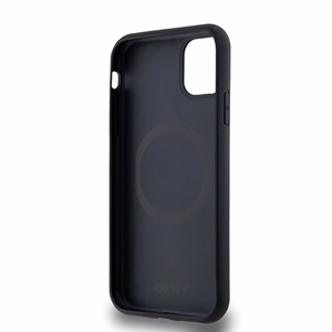 DKNY Nahkainen Monogrammi-kuvio Metallinen Logo MagSafe Suojakuori iPhone 11 / Xr:lle - musta