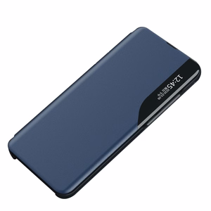 Eco Leather View Case tyylikäs kotelo, jossa on läppä ja jalusta toiminto Samsung Galaxy A73 sininen