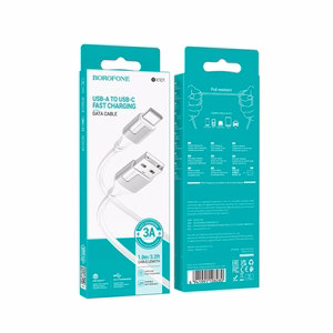 USB-kaapeli Borofone BX101 USB-A – USB-C 1,0 m valkoinen