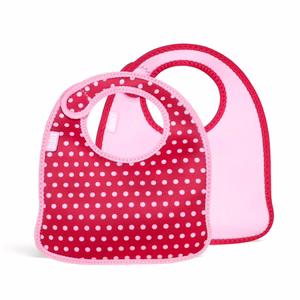 BUILT Mess Mate neopreeniset ruokalaput taaperoille, 2 kpl, Baby Pink Mini Dots