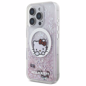 Hello Kitty Liquid Glitter Sweet Kitty Bows MagSafe Suojakuori iPhone 16 Pro:lle - valkoinen