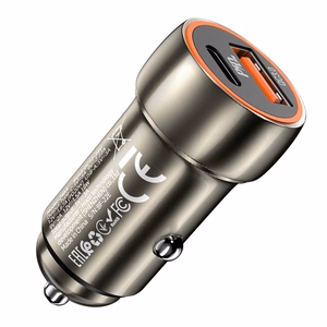 Autolaturi Hoco Z46A USB-A/Type-C PD20W+QC3.0 harmaa