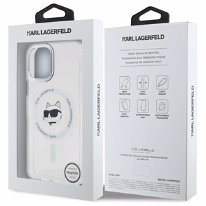 Karl Lagerfeld IML Metal Choupette Head MagSafe iPhone 12 Suojakuori - valkoinen