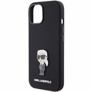Karl Lagerfeld Silicone Ikonik Metal Pin case for iPhone 15 Plus / 14 Plus - black