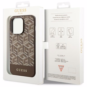 Guess GUHMP14XHGCFSEW iPhone 14 Pro Max 6.7 ruskea/ruskea suojakuori GCube Stripes MagSafe