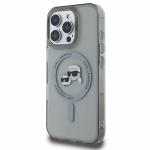 Karl Lagerfeld IML Metal Karl ja Choupette Head MagSafe Suojakuori iPhone 16 Pro Max:lle - Musta