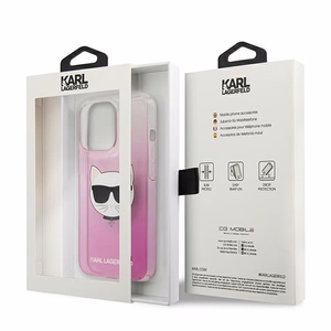 Karl Lagerfeld Choupette Head kotelo iPhone 13 Pro Max - vaaleanpunainen