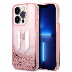 Karl Lagerfeld KLHCP14XLBKLCP iPhone 14 Pro Max 6.7 vaaleanpunainen / vaaleanpunainen kovakuori Liquid Glitter Big KL