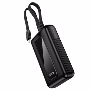 Hoco J162 -varavirtalähde sisäänrakennetuilla USB-C- ja Lightning-kaapeleilla, 10000 mAh, QC, PD, 22,5 W, musta
