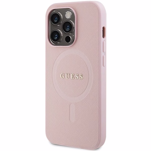 Guess GUHMP14LPSAHMCP kotelo iPhone 14 Pro - vaaleanpunainen Saffiano MagSafe