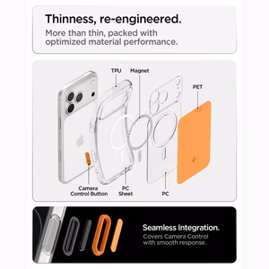 Spigen Ultra Hybrid MagSafe -suojakuori iPhone 18 Pro / 17 Pro -malleille, oranssi