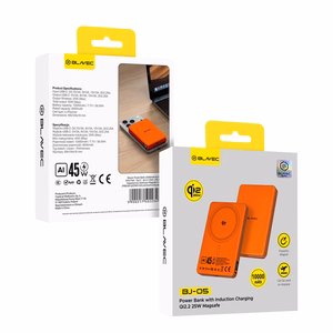 Blavec varavirtalähde 10000 mAh BJ-05 Ultra Fast 16 mm - Type C - Qi2.2 25 W + PD 45 W magneettinen induktio Magsafe 2-in-1 (PBBJ05-QI22MC10O) oranssi alumiini