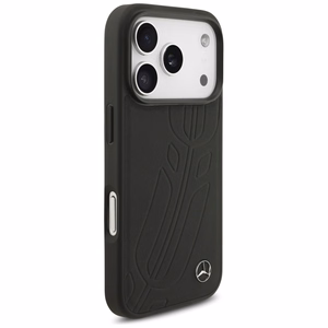 Mercedes Nahkainen Large Laurel Leave MagSafe Suojakuori iPhone 17 Pro:lle - musta