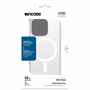 Incase Slim Case -suojakuori MagSafe-tuella iPhone 16 Pro -puhelimelle, läpinäkyvä