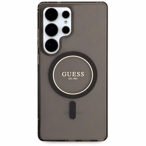 GUESS HC Magneettinen IML Glitter Circle Suojakuori Samsung Galaxy S25 Ultra Musta