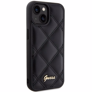 Guess Quilted Metal Logo Suojakuori iPhone 15:lle - musta