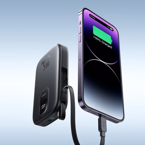 Ulkoinen akku Power Bank Joyroom JR-PBF18 22.5W Lightning-kaapelilla 10000mAh musta