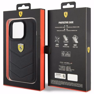 Ferrari Quilted Metal Logo Suojakuori iPhone 15 Pro:lle - musta
