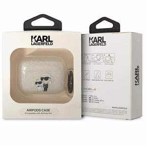 Karl Lagerfeld KLAPHNKCTGT läpinäkyvä suojus AirPods Pro:lle Glitter Karl&Choupette