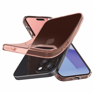 Spigen Crystal Flex Suojakuori iPhone 15 Plus:lle - Vaaleanpunainen/Läpinäkyvä