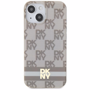 DKNY IML Ruudullinen Mono-kuvio ja Painetut Raidat MagSafe Suojakuori iPhone 15 / 14 / 13:lle - beige