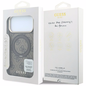 Guess Ring Stand 360 4G Classic Logo MagSafe -suojakuori iPhone 18 Pro / 17 Pro – ruskea
