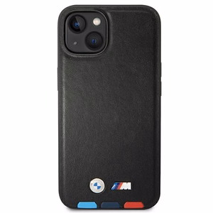 Kotelo BMW BMHCP14M22PTDK iPhone 14 Plus 6.7 "musta / musta nahka leima Tricolor".