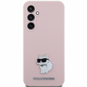 Karl Lagerfeld Silicone Choupette Metal Pin suojakuori Samsung Galaxy S23 FE:lle - vaaleanpunainen