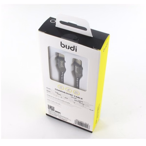 Budi BD160C USB-C–USB-C -kaapeli, 1 m, 2.4 A, musta