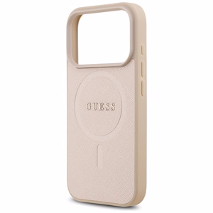 Guess Saffiano Classic Logo MagSafe Suojakuori iPhone 17 Pro:lle - vaaleanpunainen