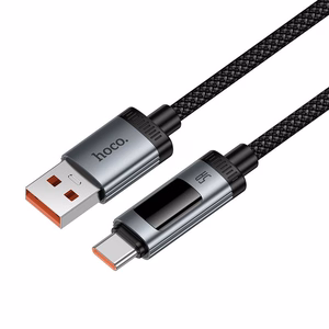 Kaapeli USB-A USB-C Hoco PD 6A 100W 1,2 m U148 digitaalinäytöllä musta