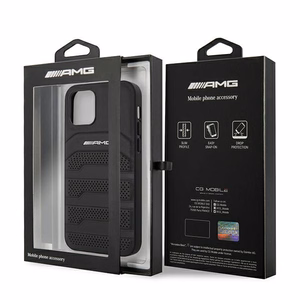 AMG Nahka Debossed Lines kotelo iPhone 12 mini - musta