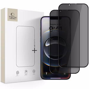 Tech-Protect Anti Spy Glass Pro+ 2-pack iPhone 17e / 16e / 14 / 13 Pro / 13:lle - musta