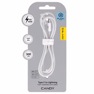 Blavec Cable Candy Braided - Type C to Lightning - PD 20W 2.4A 3m Apple CarPlay (CCA-CL24W30) White