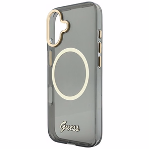 Guess IML Script Metal MagSafe Suojakuori iPhone 17:lle - musta