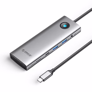 Orico PW11 9-in-1 USB-C-telakointiasema 2x USB-A 3.0 1x USB-C 3.0 1x USB-C PD 100W 1x HDMI 4K 60Hz 1x microSD/SD 1x RJ45 2.5G Ethernet 1x Audio 3.5 mm - harmaa