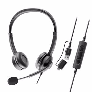 Axtel FLOW UC -stereokuulokemikrofoni, USB-A/C, musta
