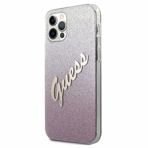 Guess GUHCP12LPCUGLSPI iPhone 12 Pro Max 6.7" vaaleanpunainen/vaaleanpunainen kovakotelo Glitter Gradientti Script