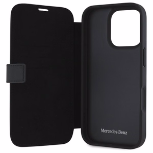 Mercedes MB Waves nahkainen Suojakuori iPhone 16 Pro Max:lle - musta
