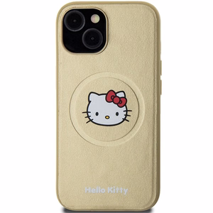 Hello Kitty Nahkainen Kitty Head MagSafe Suojakuori iPhone 15:lle - kultainen