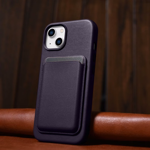 iCarer Kotelo Nahkakotelo Kotelo iPhone 14 Plus tumman violetti (MagSafe-yhteensopiva)
