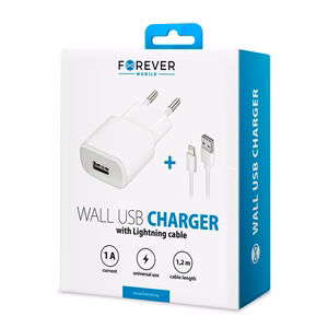 Forever TC-01 charger 1x USB 1A white + Lightning cable