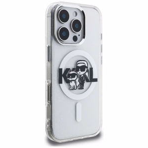 Karl Lagerfeld IML Glitter Karl & Choupette Sketch Logo MagSafe suojakuori iPhone 16 Pro Max - läpinäkyvä