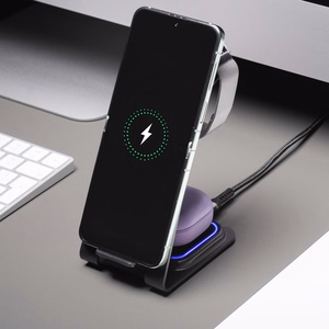 Forcell F-ENERGY Simply Charge 3in1 alumiini Apple Watch ja Samsung Watch -yhteensopiva harmaa