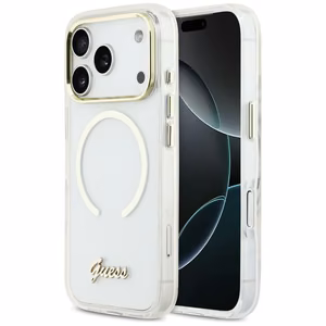 Guess IML Script Metal MagSafe Suojakuori iPhone 17 Pro:lle - Kirkas